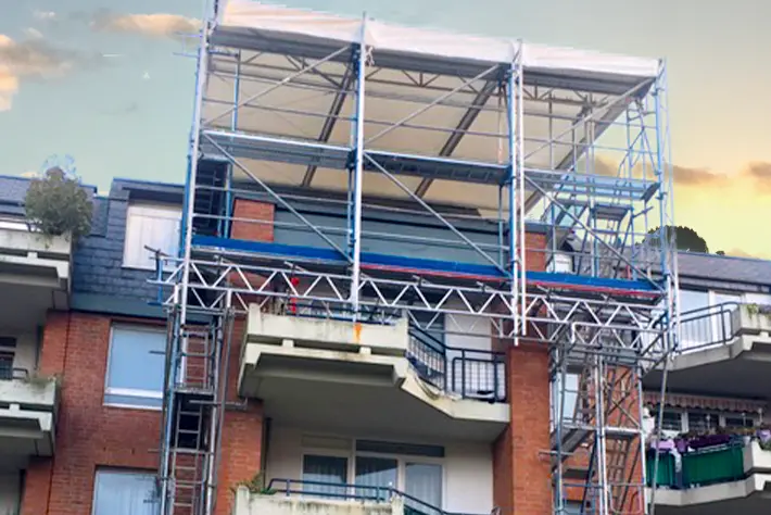 Gerüstbau, Wetterschutz von Sassenberg + Pesch in Pulheim, Köln