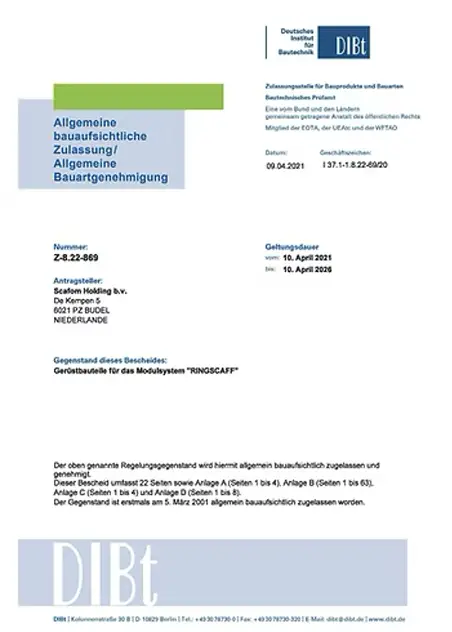 Gerüstbau, Genehmigung von Sassenberg + Pesch in Pulheim und Köln